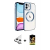 MARSİLYAN™- iPhone 11 Kılıf Nova Işık Özel Seri - Siyah Buffer Cam Ekran Koruyucu + Raze Metal Kamera Lens - GS