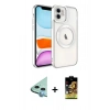 MARSİLYAN™- iPhone 11 Kılıf Nova Işık Özel Seri - Siyah Buffer Cam Ekran Koruyucu + Raze Metal Kamera Lens - MI