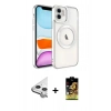 MARSİLYAN™- iPhone 11 Kılıf Nova Işık Özel Seri - Siyah Buffer Cam Ekran Koruyucu + Raze Metal Kamera Lens - GS