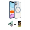 MARSİLYAN™- iPhone 11 Kılıf Nova Işık Özel Seri - Siyah Buffer Cam Ekran Koruyucu + Raze Metal Kamera Lens - KI