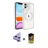 MARSİLYAN™- iPhone 11 Kılıf Nova Işık Özel Seri - Siyah Buffer Cam Ekran Koruyucu + Raze Metal Kamera Lens - MR