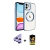 MARSİLYAN™- iPhone 11 Kılıf Nova Işık Özel Seri - Siyah Buffer Cam Ekran Koruyucu + Raze Metal Kamera Lens - MR