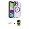 MARSİLYAN™- iPhone 11 Kılıf Nova Işık Özel Seri - Siyah Buffer Cam Ekran Koruyucu + Renkli Kamera Lens Koruma Cam - SI
