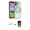 MARSİLYAN™- iPhone 11 Kılıf Nova Işık Özel Seri - Siyah Buffer Cam Ekran Koruyucu + Renkli Kamera Lens Koruma Cam - YL