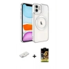 MARSİLYAN™- iPhone 11 Kılıf Nova Işık Özel Seri - Siyah Buffer Cam Ekran Koruyucu + Renkli Kamera Lens Koruma Cam - PE