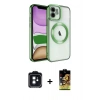 MARSİLYAN™- iPhone 11 Kılıf Nova Işık Özel Seri - Siyah Buffer Cam Ekran Koruyucu + Siyah PVD Metal Kamera Lens