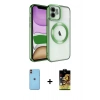 MARSİLYAN™- iPhone 11 Kılıf Nova Işık Özel Seri - Siyah Buffer Cam Ekran Koruyucu + Turuncu Neon Fosforlu Kamera Lens