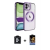 MARSİLYAN™- iPhone 11 Kılıf Nova Işık Özel Seri - Siyah Buffer Hayalet Cam Ekran Koruyucu + PVD Metal Kamera Lens - MI