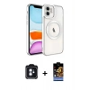 MARSİLYAN™- iPhone 11 Kılıf Nova Işık Özel Seri - Siyah Buffer Hayalet Cam Ekran Koruyucu + PVD Metal Kamera Lens - MI