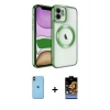 MARSİLYAN™- iPhone 11 Kılıf Nova Işık Özel Seri - Siyah Buffer Hayalet Cam Ekran Koruyucu + Neon Fosforlu Kamera Lens - TU