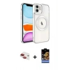 MARSİLYAN™- iPhone 11 Kılıf Nova Işık Özel Seri - Siyah Buffer Hayalet Cam Ekran Koruyucu + Pers Alüminyum Kamera Lens - KI