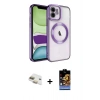 MARSİLYAN™- iPhone 11 Kılıf Nova Işık Özel Seri - Siyah Buffer Hayalet Cam Ekran Koruyucu + Pers Alüminyum Kamera Lens - GD