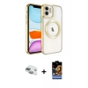 MARSİLYAN™- iPhone 11 Kılıf Nova Işık Özel Seri - Siyah Buffer Hayalet Cam Ekran Koruyucu + Pers Alüminyum Kamera Lens - YL