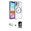 MARSİLYAN™- iPhone 11 Kılıf Nova Işık Özel Seri - Siyah Buffer Hayalet Cam Ekran Koruyucu + Pers Alüminyum Kamera Lens - GD