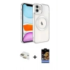 MARSİLYAN™- iPhone 11 Kılıf Nova Işık Özel Seri - Siyah Buffer Hayalet Cam Ekran Koruyucu + Pers Alüminyum Kamera Lens - GD