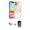 MARSİLYAN™- iPhone 11 Kılıf Nova Işık Özel Seri - Siyah Buffer Hayalet Cam Ekran Koruyucu + Pers Alüminyum Kamera Lens - KI