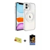 MARSİLYAN™- iPhone 11 Kılıf Nova Işık Özel Seri - Siyah Buffer Hayalet Cam Ekran Koruyucu + Rainbow Kamera Lens Koruma Cam - KI