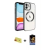 MARSİLYAN™- iPhone 11 Kılıf Nova Işık Özel Seri - Siyah Buffer Hayalet Cam Ekran Koruyucu + Rainbow Kamera Lens Koruma Cam - KI