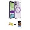 MARSİLYAN™- iPhone 11 Kılıf Nova Işık Özel Seri - Siyah Buffer Hayalet Cam Ekran Koruyucu + Rainbow Kamera Lens Koruma Cam - KI