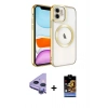 MARSİLYAN™- iPhone 11 Kılıf Nova Işık Özel Seri - Siyah Buffer Hayalet Cam Ekran Koruyucu + Raze Metal Kamera Lens - MR