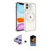 MARSİLYAN™- iPhone 11 Kılıf Nova Işık Özel Seri - Siyah Buffer Hayalet Cam Ekran Koruyucu + Raze Metal Kamera Lens - MR