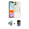 MARSİLYAN™- iPhone 11 Kılıf Nova Işık Özel Seri - Siyah Buffer Hayalet Cam Ekran Koruyucu + Raze Metal Kamera Lens - KI