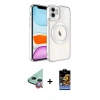 MARSİLYAN™- iPhone 11 Kılıf Nova Işık Özel Seri - Siyah Buffer Hayalet Cam Ekran Koruyucu + Raze Metal Kamera Lens - KI