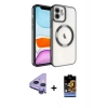 MARSİLYAN™- iPhone 11 Kılıf Nova Işık Özel Seri - Siyah Buffer Hayalet Cam Ekran Koruyucu + Raze Metal Kamera Lens - MR