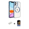 MARSİLYAN™- iPhone 11 Kılıf Nova Işık Özel Seri - Siyah Buffer Hayalet Cam Ekran Koruyucu + Renkli Kamera Lens Koruma Cam - YL