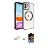 MARSİLYAN™- iPhone 11 Kılıf Nova Işık Özel Seri - Siyah Buffer Hayalet Cam Ekran Koruyucu + Renkli Kamera Lens Koruma Cam - YL