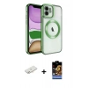 MARSİLYAN™- iPhone 11 Kılıf Nova Işık Özel Seri - Siyah Buffer Hayalet Cam Ekran Koruyucu + Renkli Kamera Lens Koruma Cam - YL