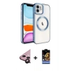 MARSİLYAN™- iPhone 11 Kılıf Nova Işık Özel Seri - Siyah Buffer Hayalet Cam Ekran Koruyucu + Raze Metal Kamera Lens - SH