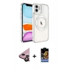 MARSİLYAN™- iPhone 11 Kılıf Nova Işık Özel Seri - Siyah Buffer Hayalet Cam Ekran Koruyucu + Raze Metal Kamera Lens - SH