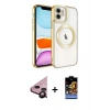 MARSİLYAN™- iPhone 11 Kılıf Nova Işık Özel Seri - Siyah Buffer Hayalet Cam Ekran Koruyucu + Raze Metal Kamera Lens - SH