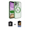 MARSİLYAN™- iPhone 11 Kılıf Nova Işık Özel Seri - Siyah Buffer Hayalet Cam Ekran Koruyucu + PVD Metal Kamera Lens - TU