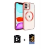 MARSİLYAN™- iPhone 11 Kılıf Nova Işık Özel Seri - Siyah Buffer Hayalet Cam Ekran Koruyucu + PVD Metal Kamera Lens - TU