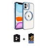 MARSİLYAN™- iPhone 11 Kılıf Nova Işık Özel Seri - Siyah Buffer Hayalet Cam Ekran Koruyucu + PVD Metal Kamera Lens - TU