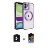 MARSİLYAN™- iPhone 11 Kılıf Nova Işık Özel Seri - Siyah Buffer Hayalet Cam Ekran Koruyucu + PVD Metal Kamera Lens - TU