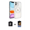 MARSİLYAN™- iPhone 11 Kılıf Nova Işık Özel Seri - Siyah Buffer Hayalet Cam Ekran Koruyucu + PVD Metal Kamera Lens - TU