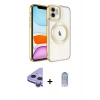 MARSİLYAN™- iPhone 11 Kılıf Nova Işık Özel Seri - Siyah Joko Magic 5D Cam + Mor Raze Metal Kamera Lens
