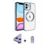 MARSİLYAN™- iPhone 11 Kılıf Nova Işık Özel Seri - Siyah Joko Magic 5D Cam + Mor Raze Metal Kamera Lens
