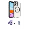 MARSİLYAN™- iPhone 11 Kılıf Nova Işık Özel Seri - Siyah Joko Magic 5D Cam + Mor Raze Metal Kamera Lens