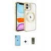MARSİLYAN™- iPhone 11 Kılıf Nova Işık Özel Seri - Siyah Joko Magic 5D Hayalet Cam + Neon Fosforlu Kamera Lens - MI
