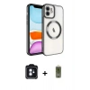 MARSİLYAN™- iPhone 11 Kılıf Nova Işık Özel Seri - Siyah Joko Magic 5D Hayalet Cam + Mavi PVD Metal Kamera Lens