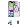 MARSİLYAN™- iPhone 11 Kılıf Nova Işık Özel Seri - Siyah Joko Magic 5D Hayalet Cam + Mavi Raze Metal Kamera Lens