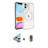 MARSİLYAN™- iPhone 11 Kılıf Nova Işık Özel Seri - Siyah Joko Magic 5D Hayalet Cam + Raze Metal Kamera Lens - KI