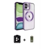 MARSİLYAN™- iPhone 11 Kılıf Nova Işık Özel Seri - Siyah Joko Magic 5D Hayalet Cam + Turuncu PVD Metal Kamera Lens