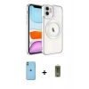 MARSİLYAN™- iPhone 11 Kılıf Nova Işık Özel Seri - Siyah Joko Magic 5D Hayalet Cam + Neon Fosforlu Kamera Lens - YL