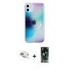 MARSİLYAN™- iPhone 11 Kılıf Pusula Form - Şeffaf 360 Full Body Arka Koruyucu + Pers Alüminyum Kamera Lens - GD