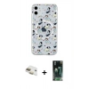 MARSİLYAN™- iPhone 11 Kılıf Pusula Form - Şeffaf 360 Full Body Arka Koruyucu + Pers Alüminyum Kamera Lens - GD